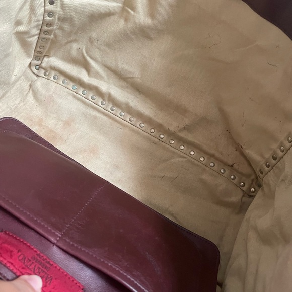 Valentino Burgundy Studded Leather Tote Bag - Picture 4 of 4